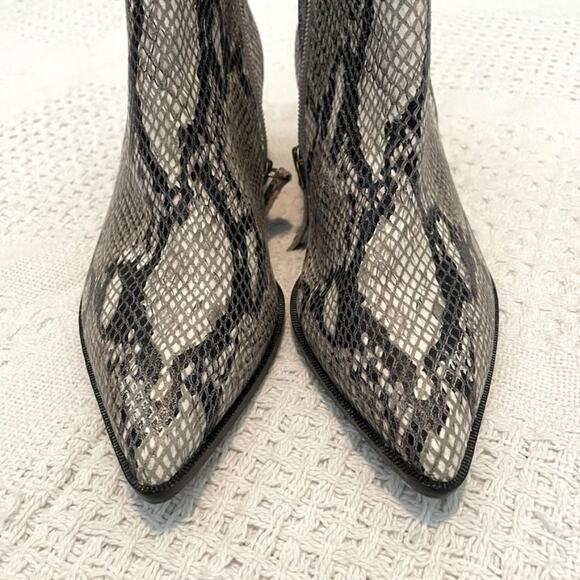 new LINEA PAOLO 5.5 Python Snake Print Leather Pointed toe BOOTS 2 4218 - Picture 6 of 10